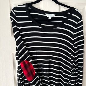 Market and Spruce Stripe Tee with elbow pads